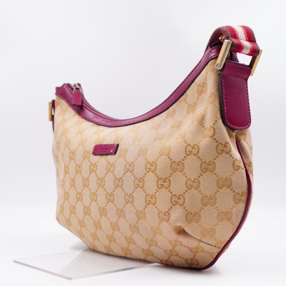 (MT388) GUCCI Monogram Web Halfmoon Crossbody Bag - Picture 6 of 16